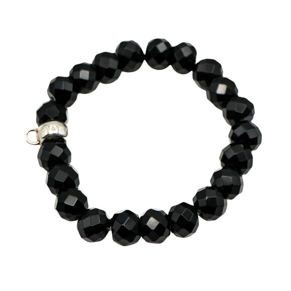 Thomas Sabo Obsidian Charm Carrier Beaded Bracelet 6.7 Inches - Picture 3 of 5